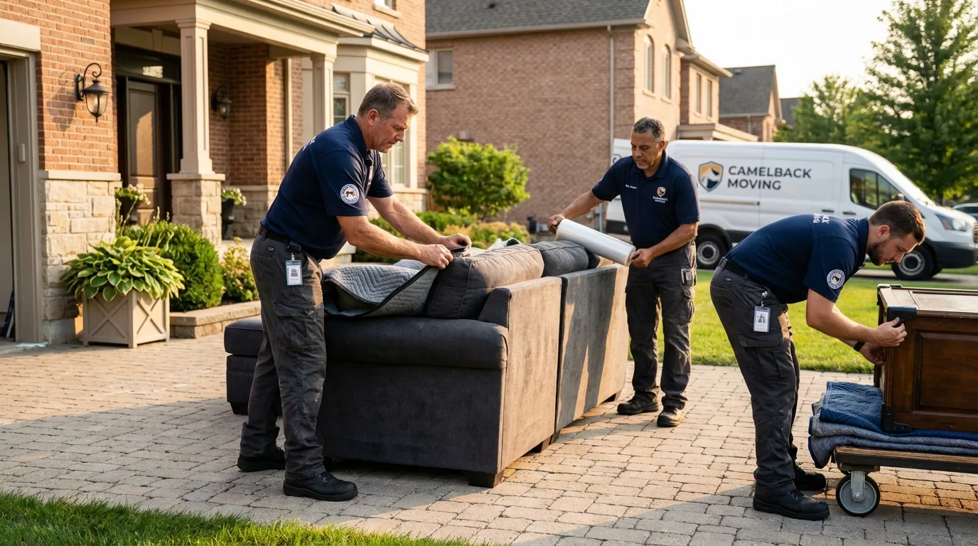 Large estate moving crew wrapping furniture in Monette, AR